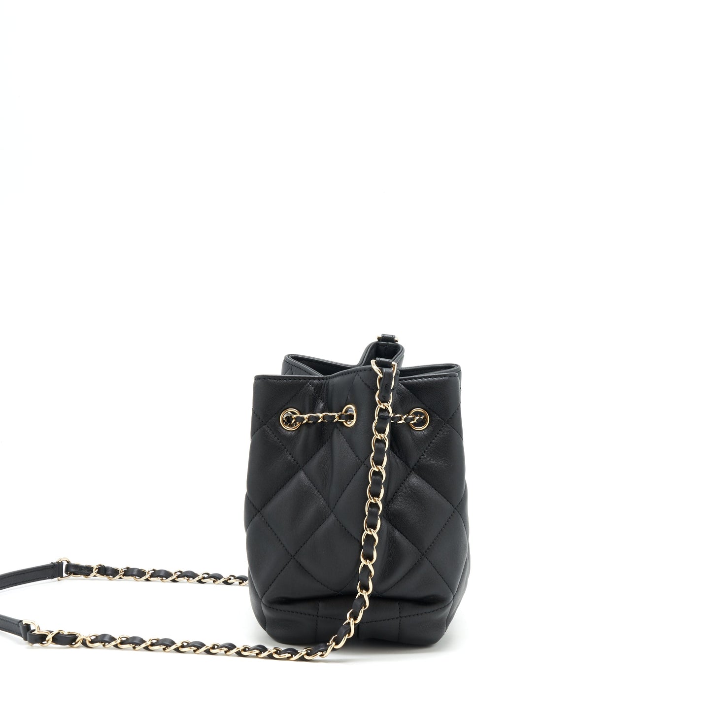Chanel drawstring Bucket bag Quilted Lambskin Black LGHW