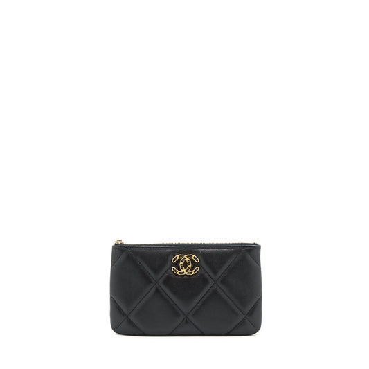 Chanel 19 Small pouch Goatskin Black GHW