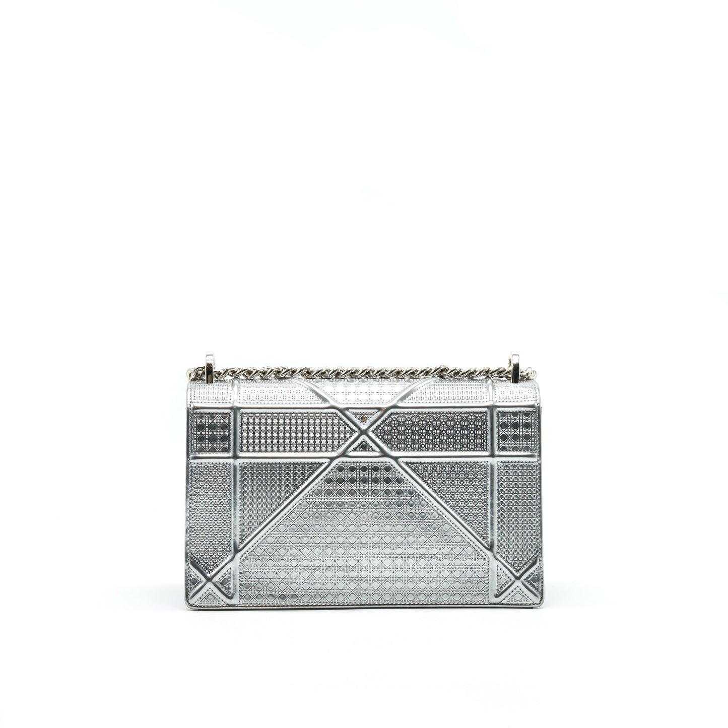 CHRISTIAN DIOR DIORAMA MEDIUM IN METALLIC SILVER WITH