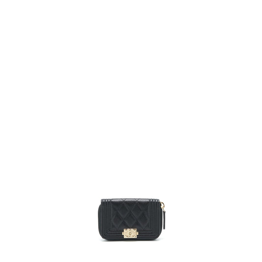 Chanel Classic Boy Zip Cardholder Caviar Black LGHW