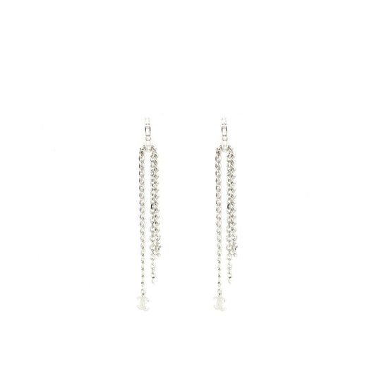 Chanel 22P Chain Drop Earrings Silver Tone