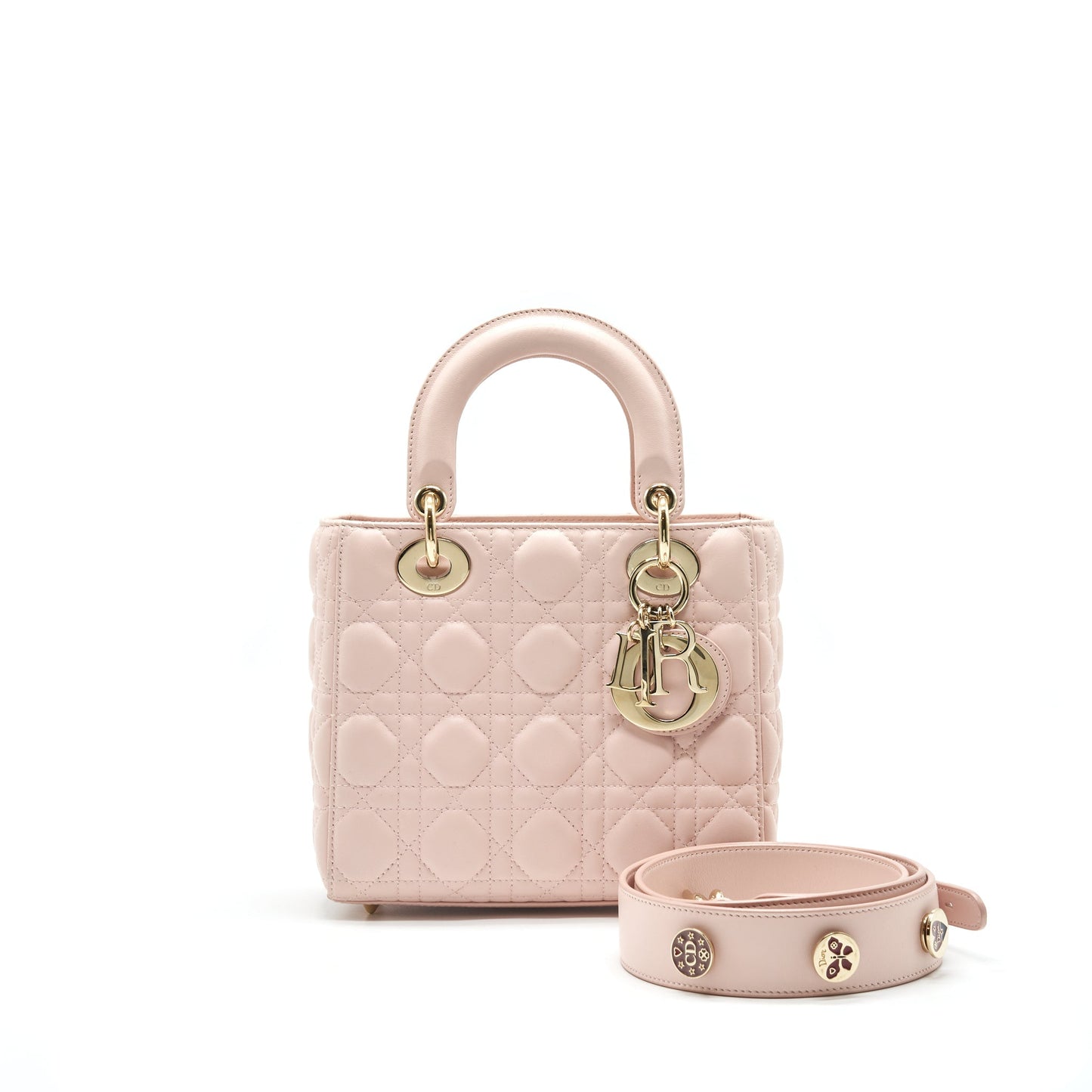 CHRISTIAN DIOR SMALL LADY DIOR LIGHT PINK LAMBSKIN