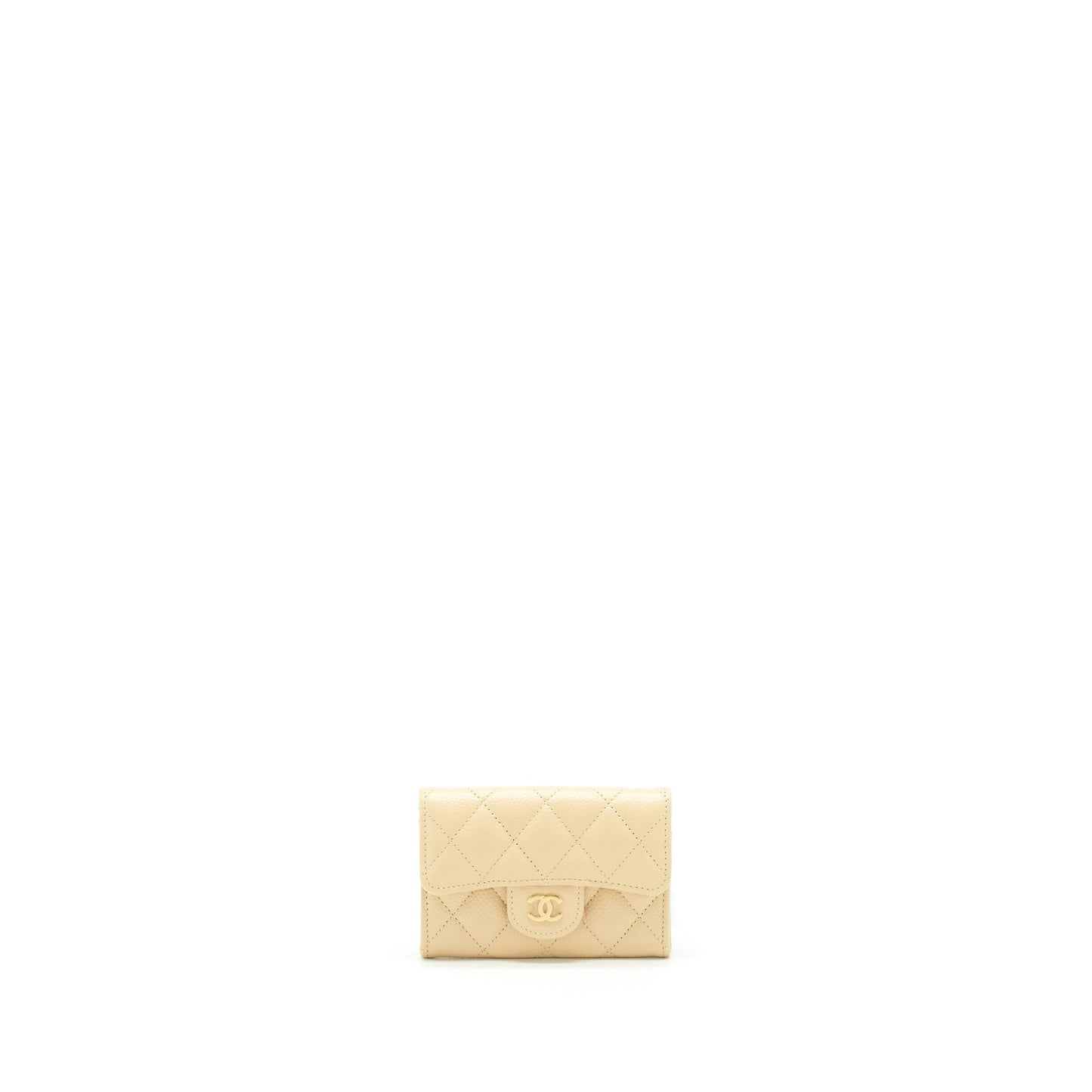 Chanel Classic Flap Card Holder Caviar Beige GHW