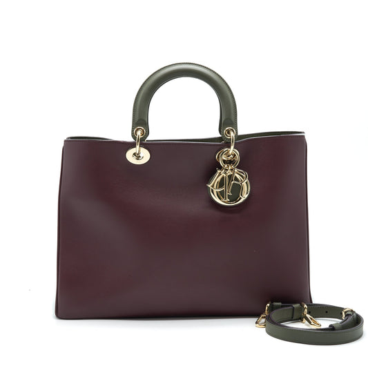 CHRISTIAN DIOR LARGE DIORISSIMO LEATHER HANDBAG MULTICOLOUR