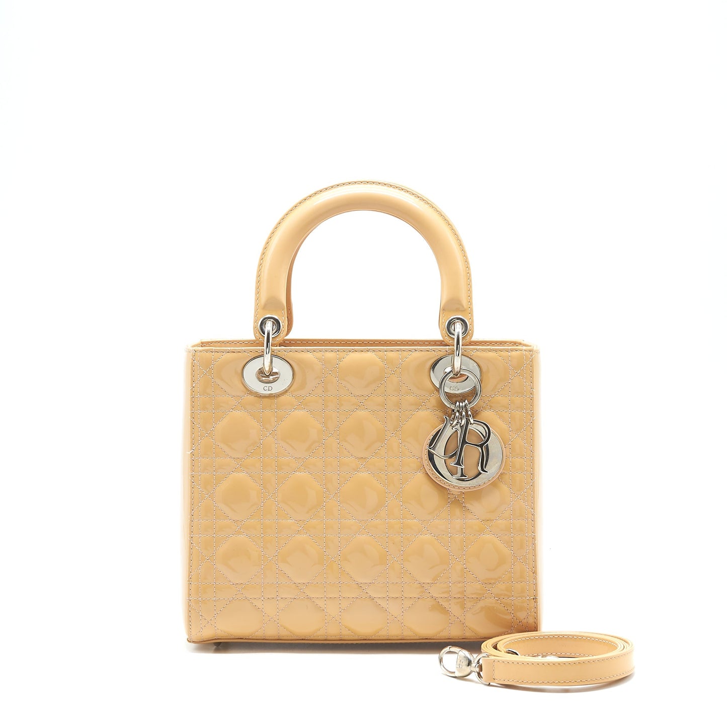 Christian Dior Medium Lady Dior Patent leather beige with