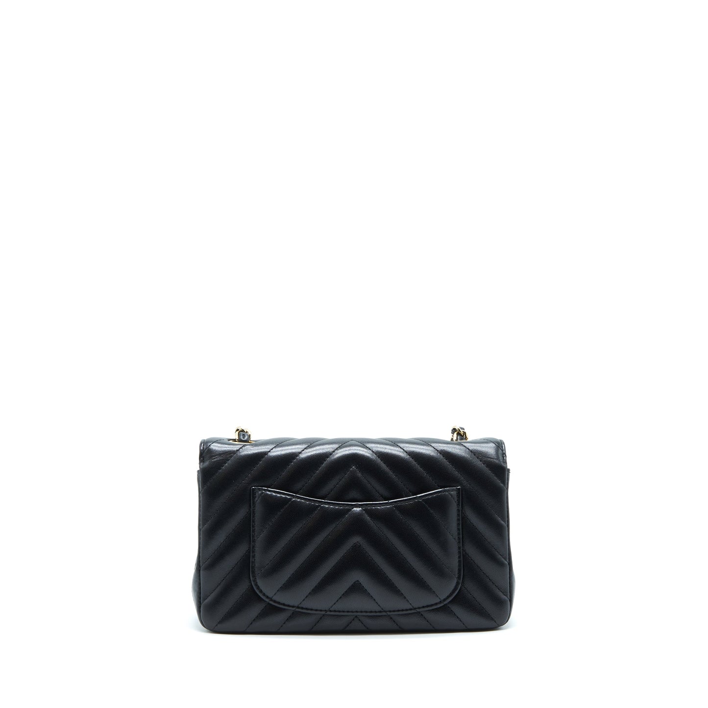 Chanel Chevron Mini Rectangular Flap Bag Lambskin Black LGHW