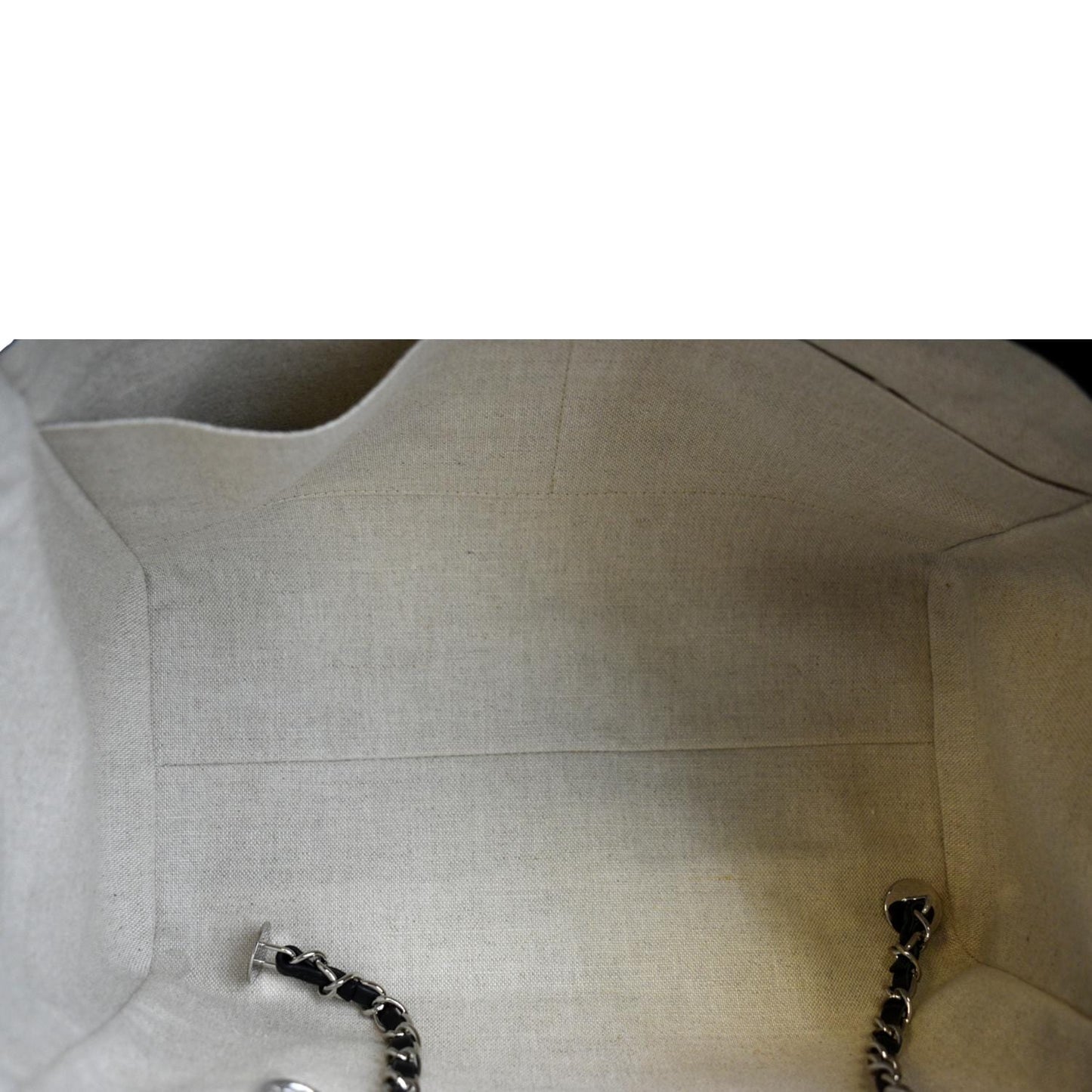 CHANEL Deauville Small Canvas Leather Tote Bag Dark Blue