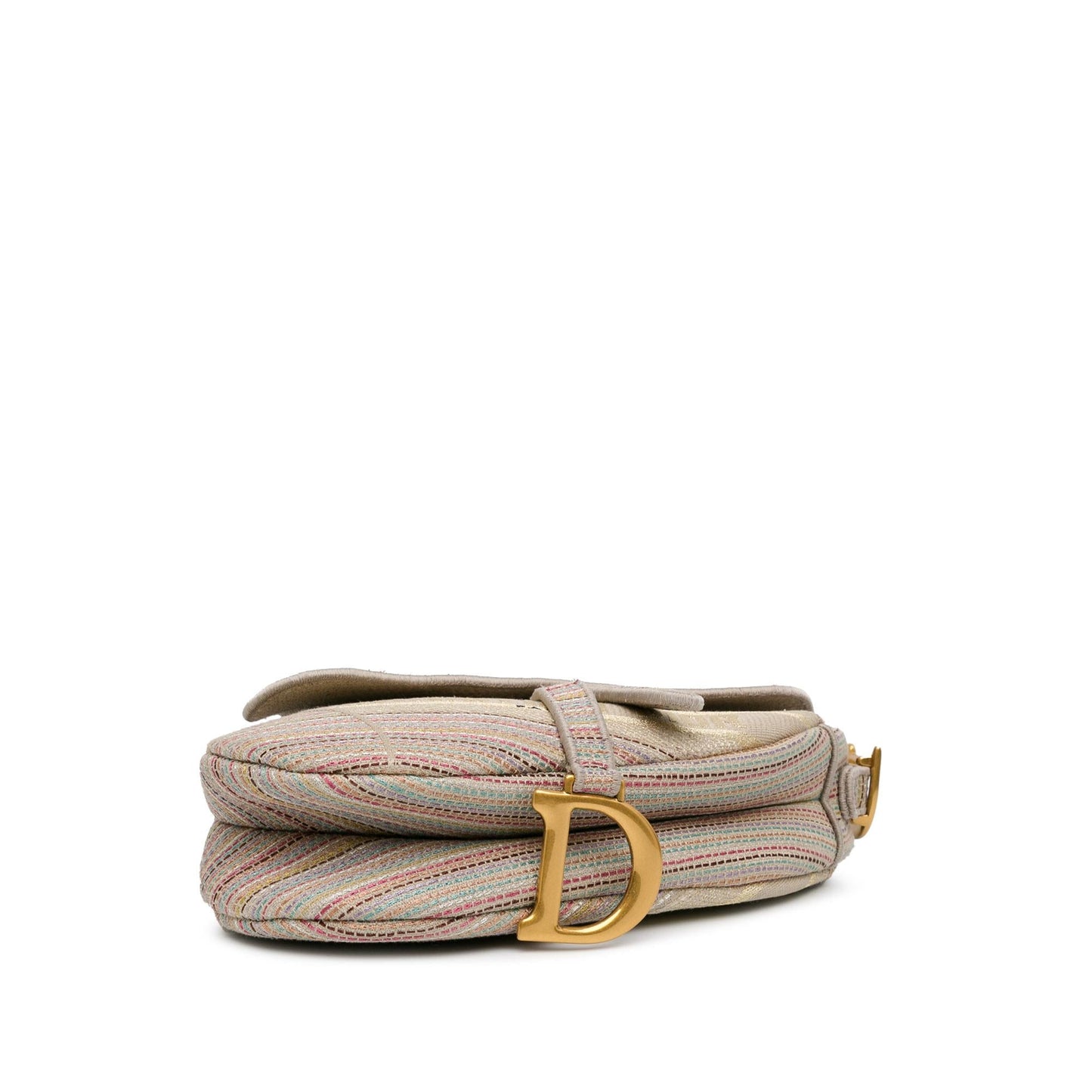 Dior Embroidered Canvas Stripes Saddle Bag (SHG-QrmhiD)
