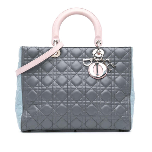 Dior Large Bicolor Lambskin Cannage Lady Dior (SHG-0AeP04)
