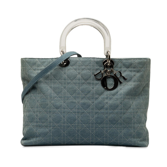 Dior Large Denim Cannage Lady Dior (SHG-9o3eR7)