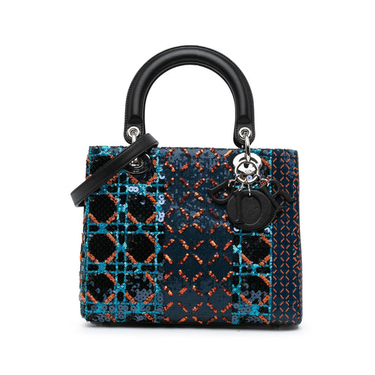Dior Medium Calfskin Sequin Embellished Lady Dior (SHG-Yt68qB)