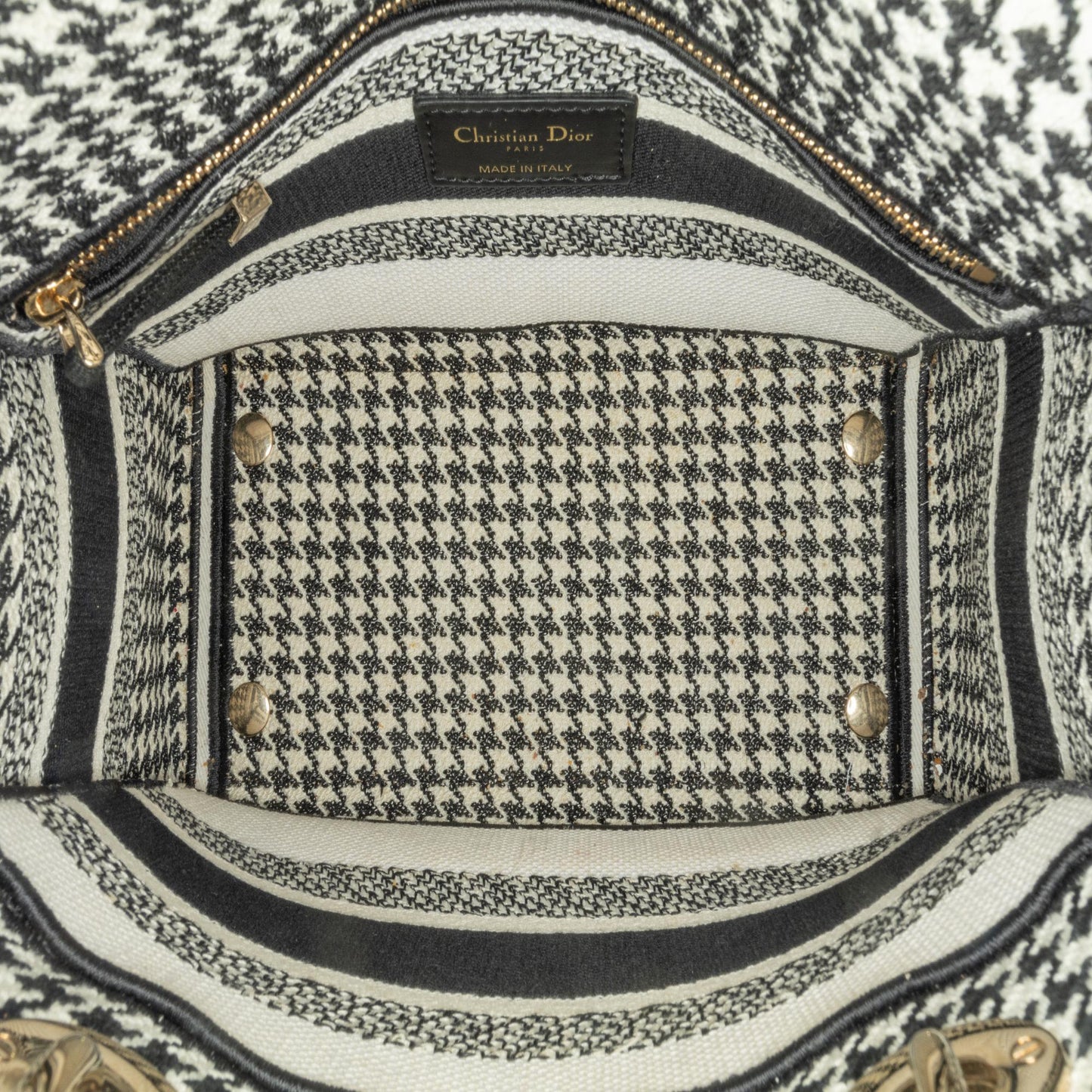 Dior Medium Canvas Houndstooth Embroidered Lady D Lite (SHG-pdwVRw)