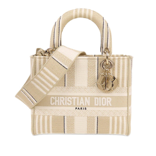 Dior Medium Canvas Striped Lady D-Lite (SHG-u2rP87)