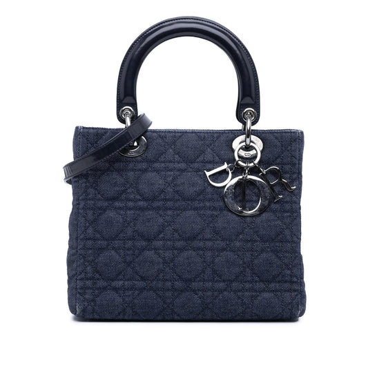 Dior Medium Denim Cannage Lady Dior (SHG-2A8wBQ)