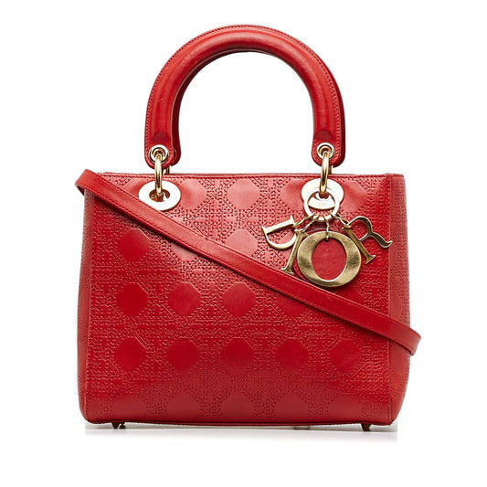 Dior Medium Embossed Lambskin Cannage Lady Dior (SHG-TJrJcj)