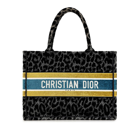 Dior Medium Embroidered Canvas Leopard Mizza Book Tote (SHG-L4qbE5)