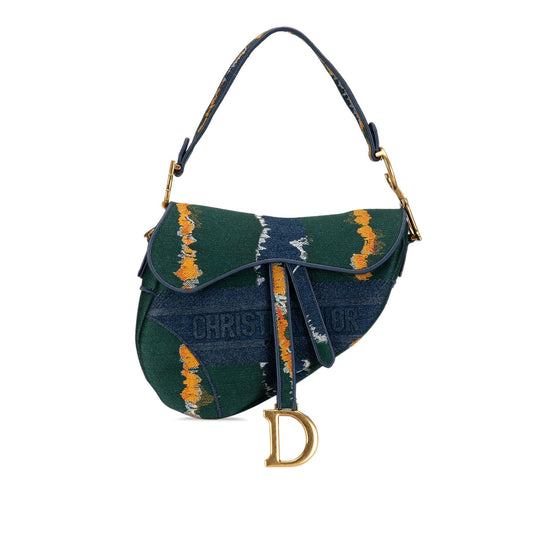 Dior Medium Embroidered Canvas Saddle Bag (SHG-igov5B)