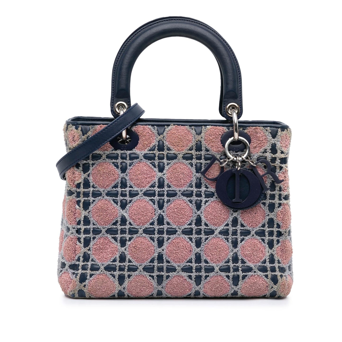 Dior Medium Lambskin And Tweed Cannage Lady Dior (SHG-OQT6tX)