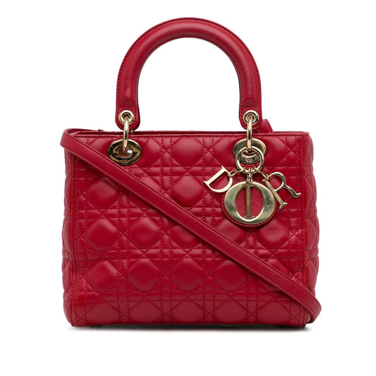 Dior Medium Lambskin Cannage Lady Dior (SHG-2Da655)