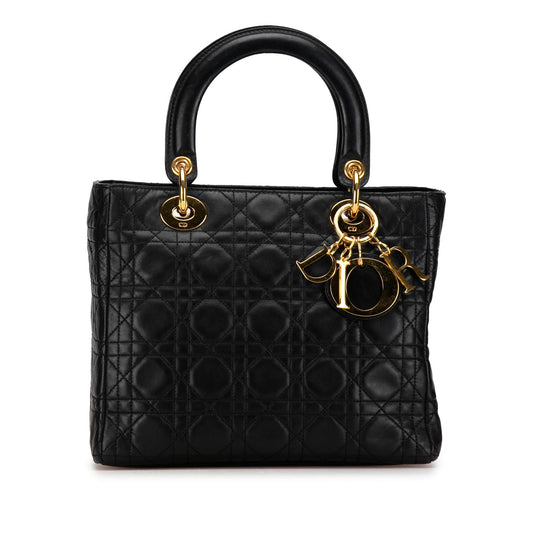 Dior Medium Lambskin Cannage Lady Dior (SHG-FDMEKC)