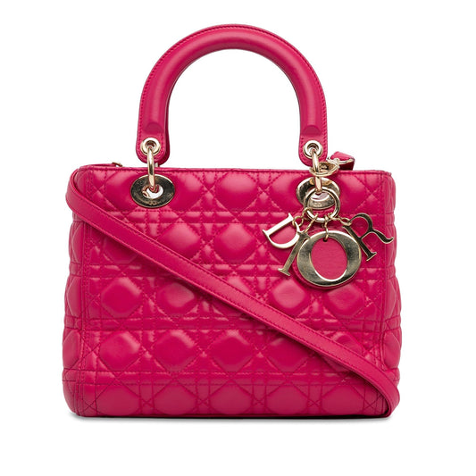 Dior Medium Lambskin Cannage Lady Dior (SHG-HLvJGy)