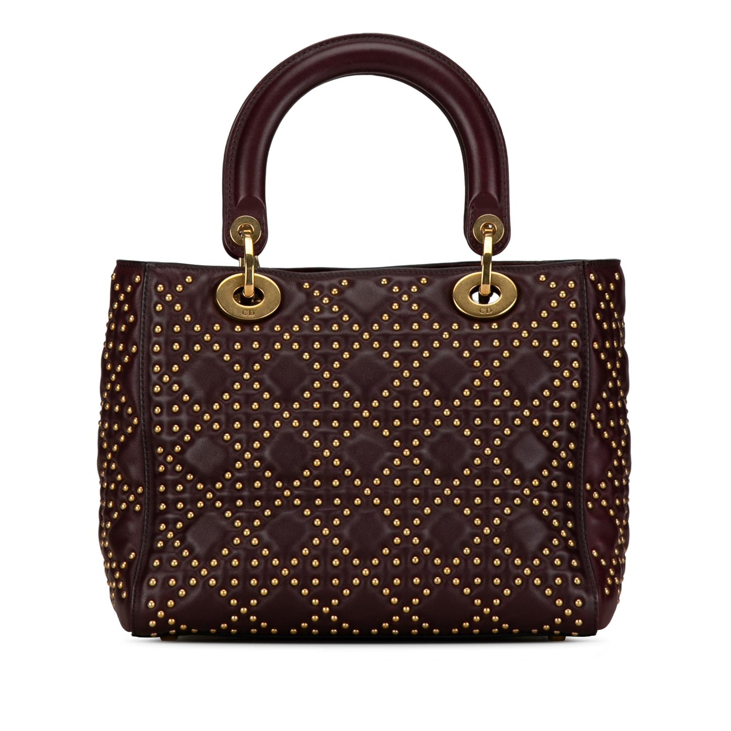 Dior Medium Lambskin Cannage Studded Supple Lady Dior (SHG-DSgsrk)