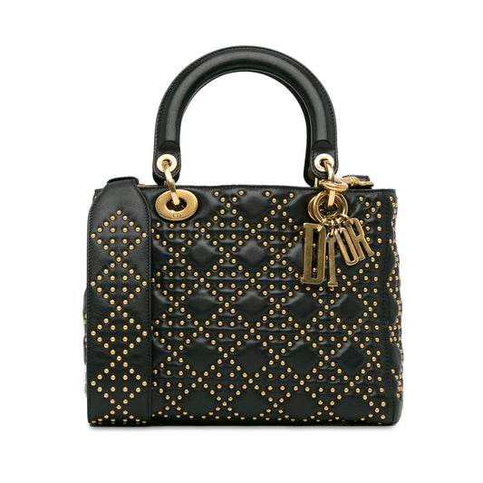 Dior Medium Lambskin Cannage Studded Supple Lady Dior (SHG-7OhNYd)