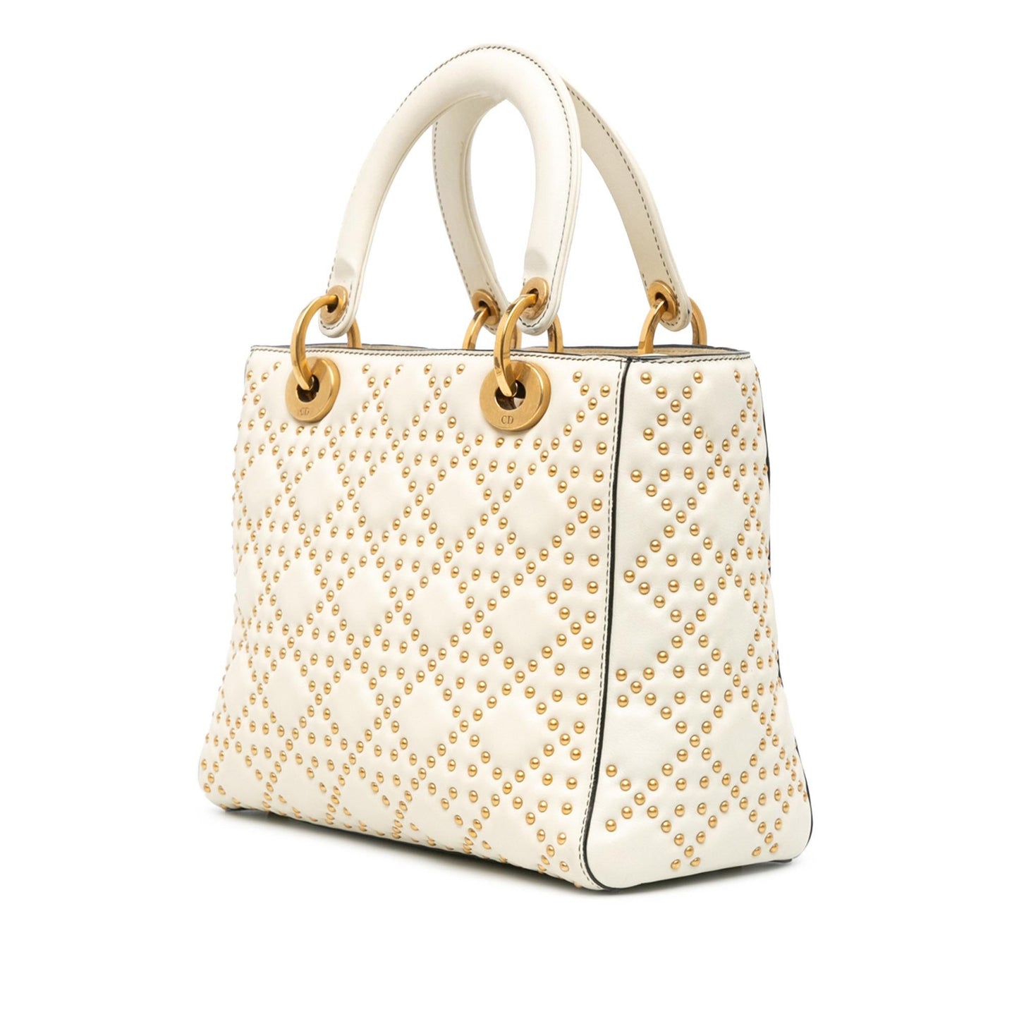 Dior Medium Lambskin Cannage Studded Supple Lady Dior (SHG-hub9mD)