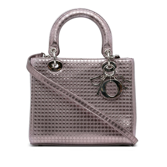 Dior Medium Metallic Microcannage Lady Dior (SHG-rFTqIT)
