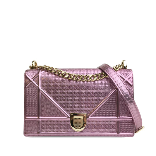 Dior Medium Metallic Patent Microcannage Diorama (SHG-7Dt5Sh)