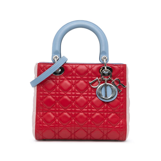 Dior Medium Tricolor Lambskin Cannage Lady Dior (SHG-8M89jk)