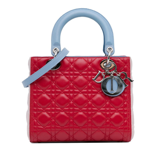 Dior Medium Tricolor Lambskin Cannage Lady Dior (SHG-TCVey2)
