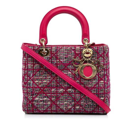 Dior Medium Tweed Cannage Lady Dior (SHG-oxyzpX)
