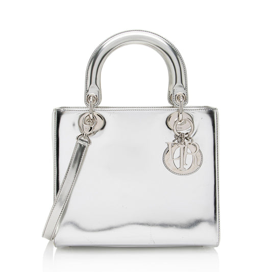 Dior Metallic Patent Leather Lady Dior Medium Tote (SHF-0TCN2U)