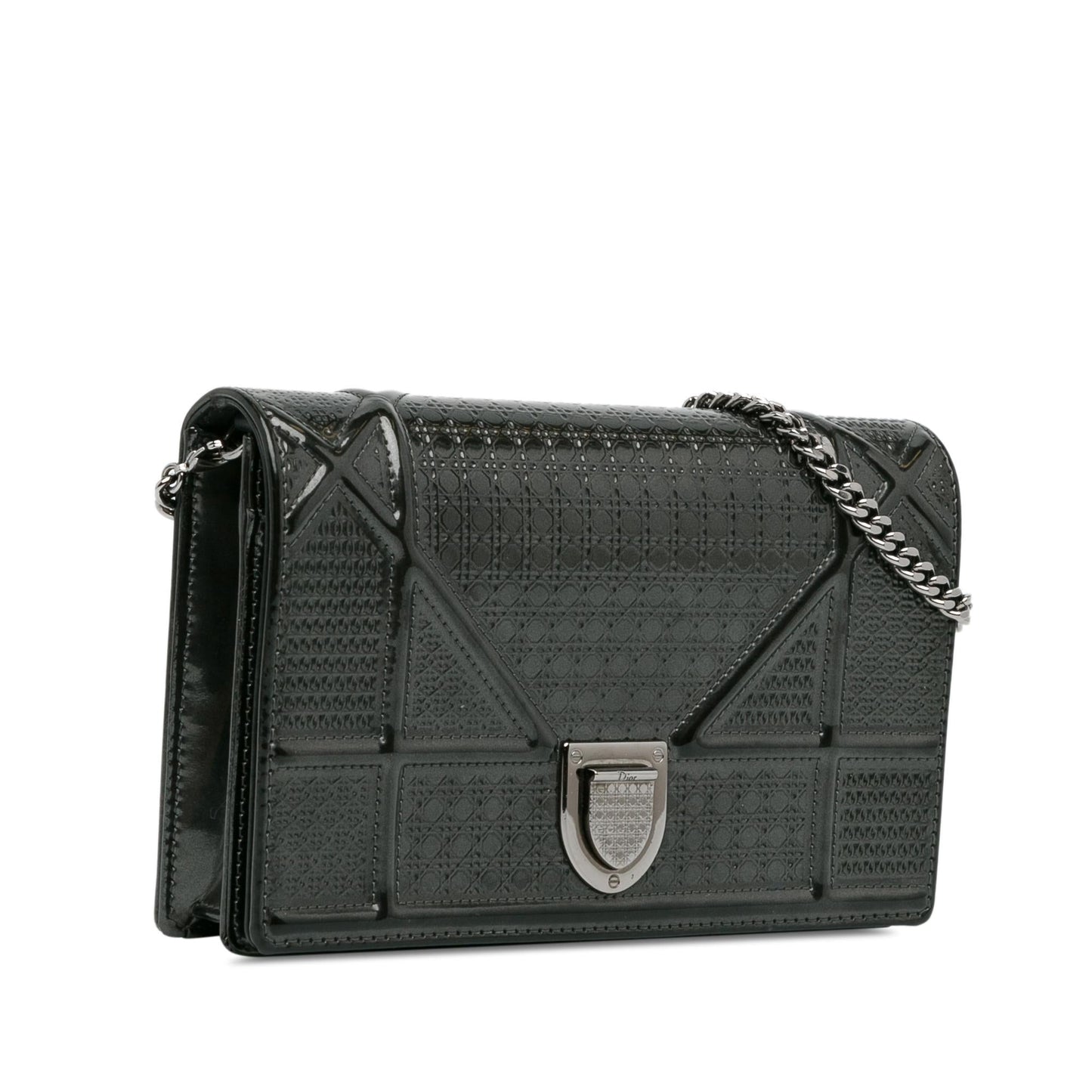 Dior Metallic Patent Microcannage Diorama Wallet on Chain (SHG-PbiarO)
