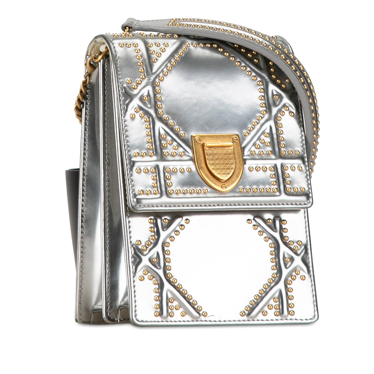 Dior Metallic Studded Calfskin Vertical Diorama (SHG-qyuKTo)