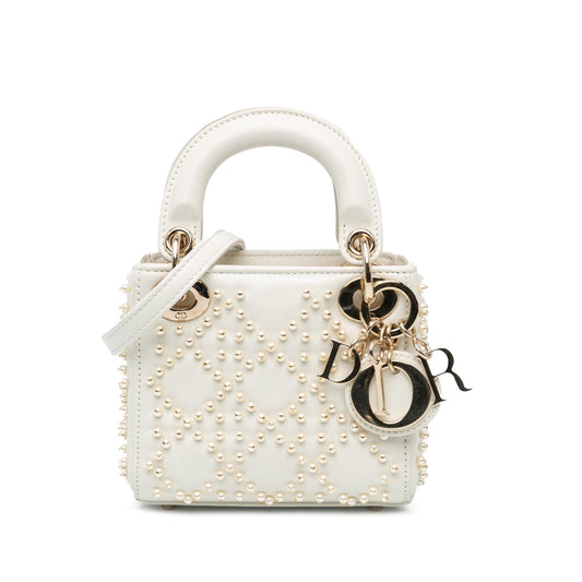 Dior Micro Lambskin Cannage Pearl Lady Dior (SHG-Y2mIaH)