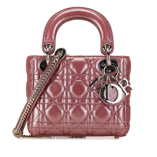 Dior Mini Metallic Lambskin Cannage Lady Dior (SHG-Lg5voT)