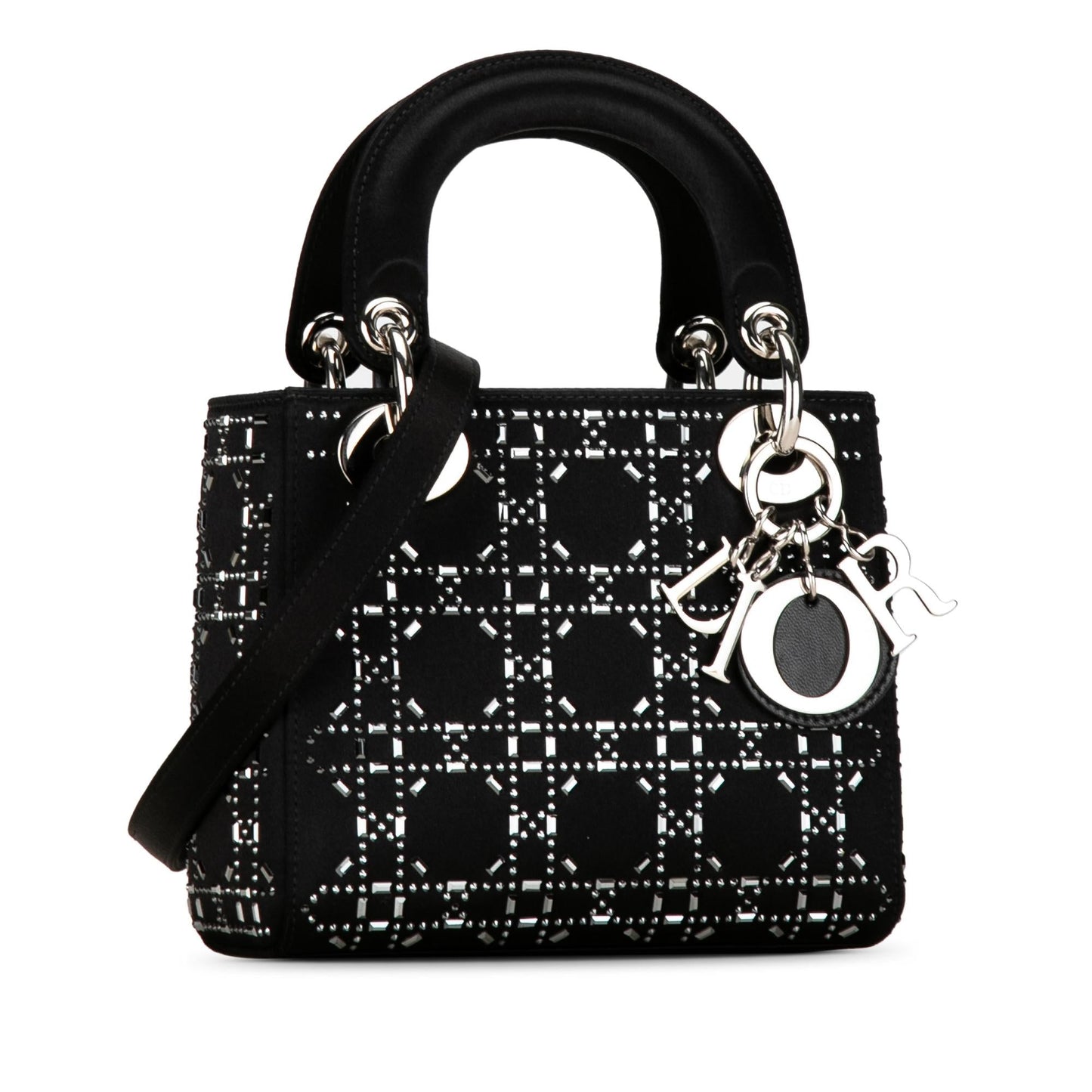 Dior Mini Satin Cannage Crystal Embellished Lady Dior (SHG-W5Fy2M)