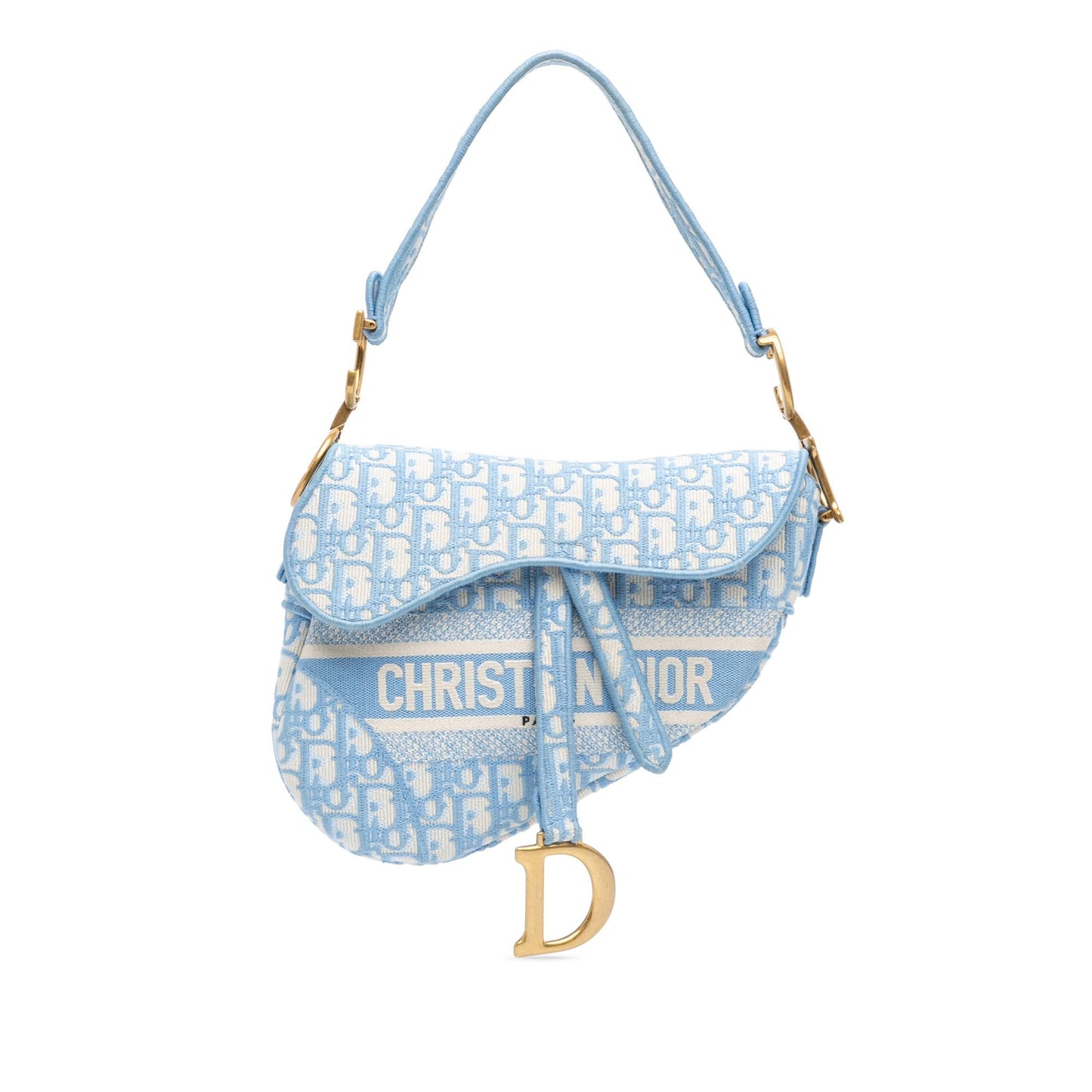 Dior Oblique Embroidered Canvas Saddle Bag (SHG-G09pqV)