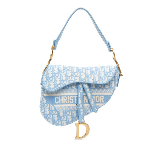 Dior Oblique Embroidered Canvas Saddle Bag (SHG-G09pqV)