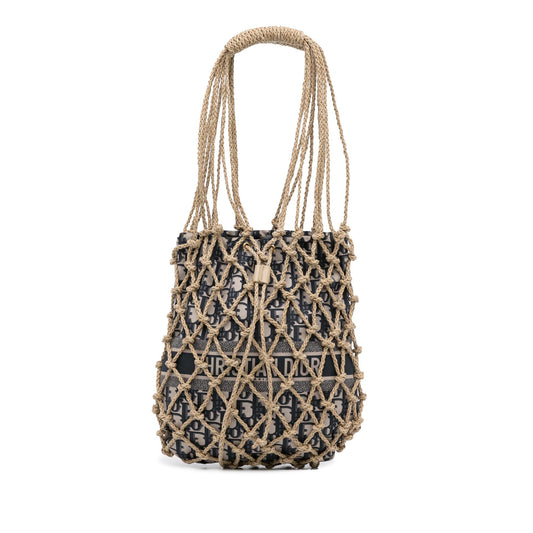 Dior Woven Rope and Oblique Technical Fabric Net Bag (SHG-IPF81H)