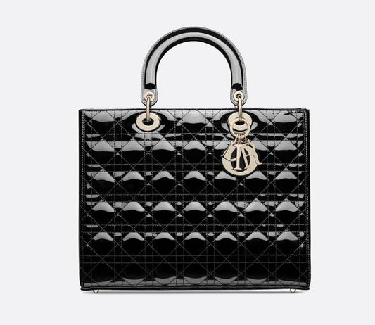 DIOR Lady Dior Patent Cannage Calfskin Large