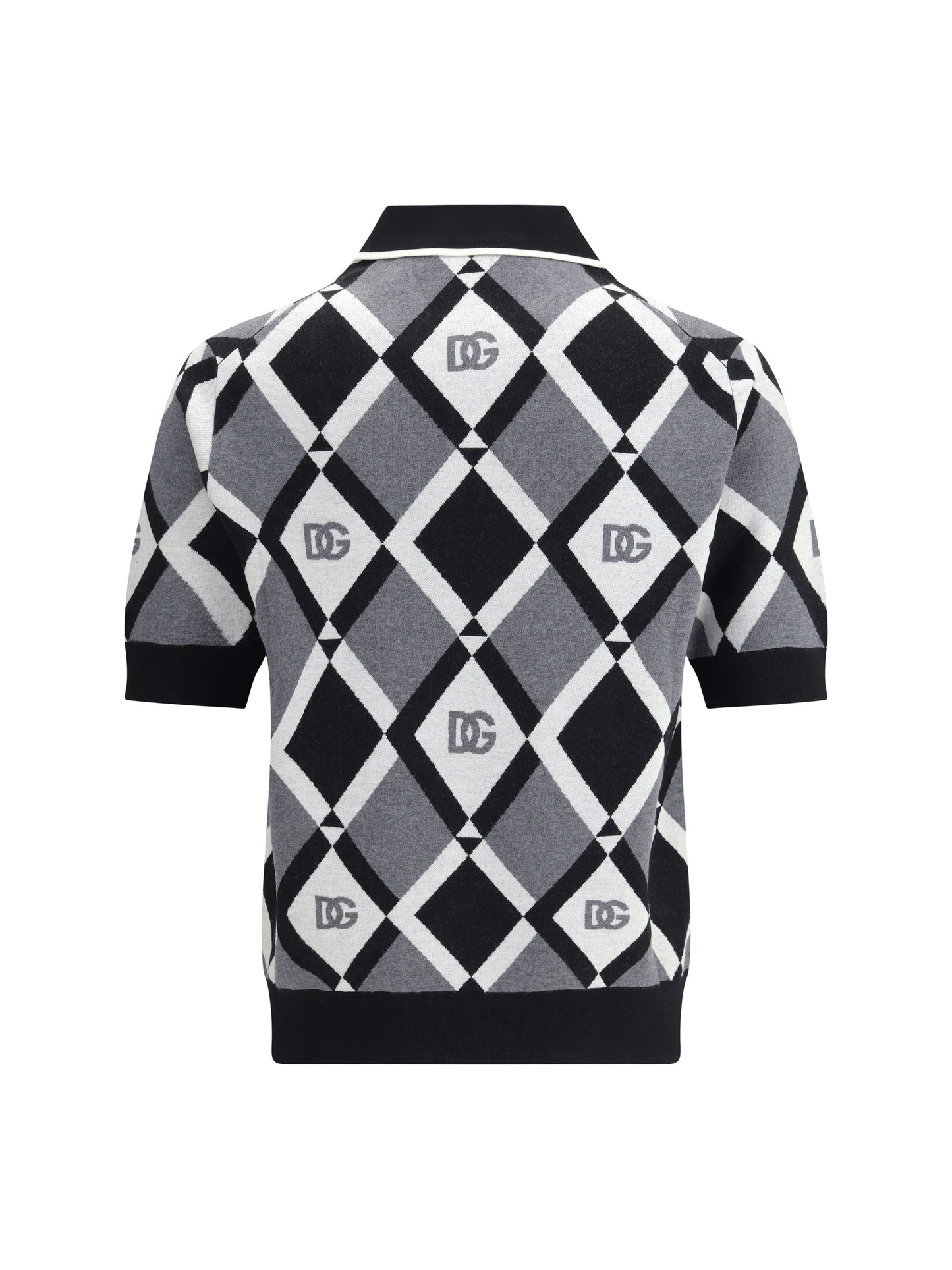 Dolce & Gabbana Men Diamond Knit Polo Sweater
