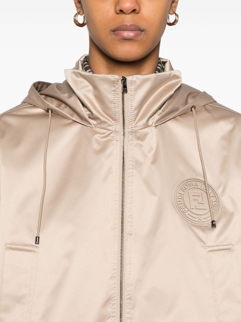 FENDI Women's Hooded Windbreaker with Drawstring