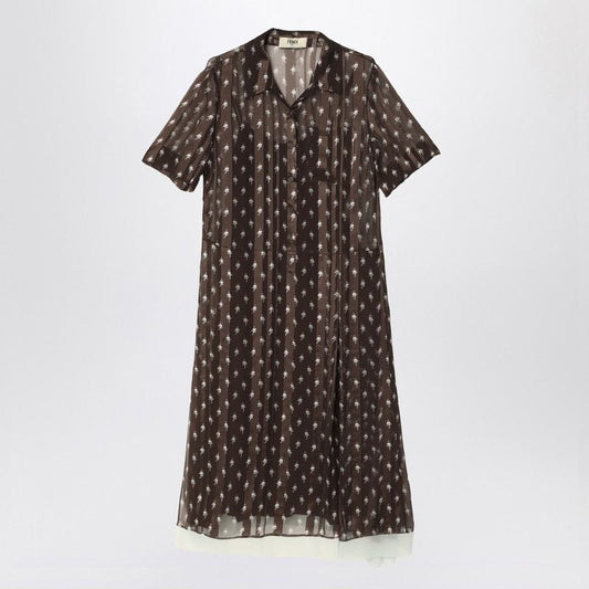 FENDI Chiffon Chemisier Dress with Floral Pattern