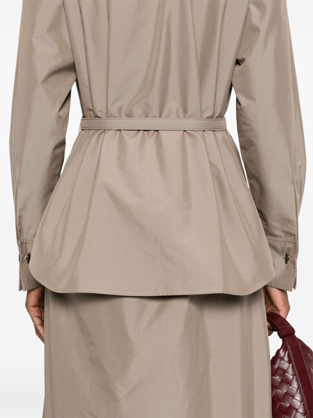 FENDI Cotton and Silk Blend Shirtdress with Adjustable Waist Belt