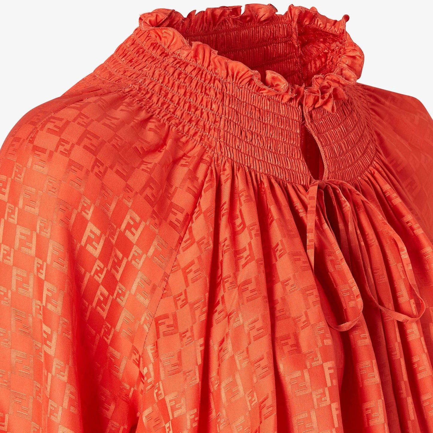 FENDI Fluid Mini Silk Jacquard Dress with Bow Ties