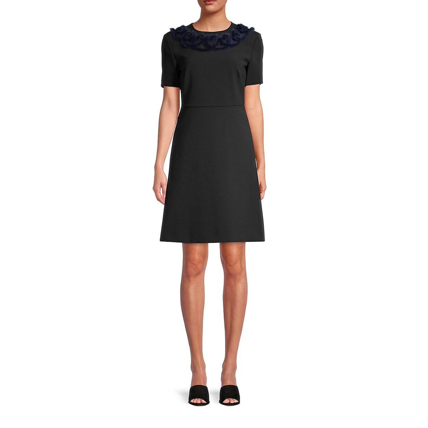 FENDI Knit Mink Collar Mini Dress