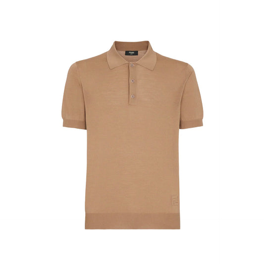 FENDI Wool Polo with Classic Collar for Men